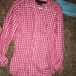 Pink Gingham Polo Button Down